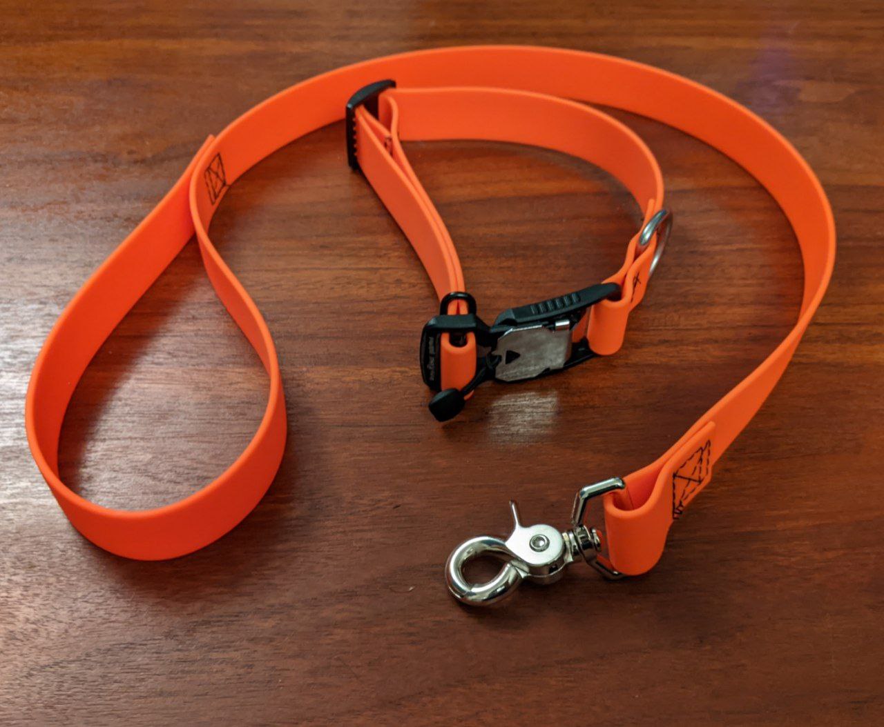 Handcrafted BioThane gear in vibrant orange